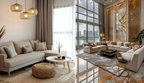 دکوراسیون مدرن و در عین حال کاربردی خانه 75 متری؛ محل و مدل مبل، ایده دیزاین و پرده