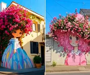 ایده ترکیب نقاشی دیواری با درخت و گیاهان؛ جاذبه های هنری شهر که هوش و حواس پرت میکنن