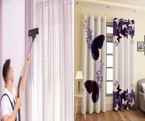 صاف کردن چروک پرده ها سر جاشون و بدون اتو کشیدن / برا خونه تکونی عید این روش عالیه