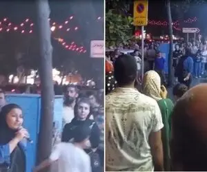 آواز بهجتی؛ خانوم به سبک معرکه گیرهای قدیم مردم رو دور خودش جمع کرد و هنگامه بپا کرد