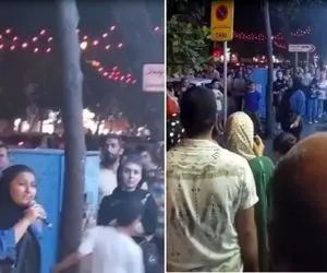 آواز بهجتی؛ خانوم به سبک معرکه گیرهای قدیم مردم رو دور خودش جمع کرد و هنگامه بپا کرد