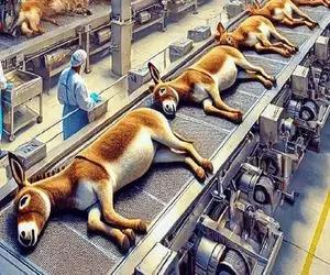 فرآوری الاغ؛ گردن الاغ و بعد 60سال بهره کشی تو سلاخخونه از قفا زدن مثله کردن