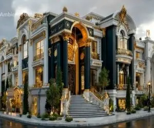 معماری خلاقانه؛ شوهر زن پولدار عرب براش عمارت ساخت هر گوشه تزئیناته طلاکوبه حتی نماش