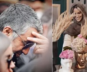 رونمایی پژمان جمشیدی از همسرش در خاکسپاری آتیلا پسیانی