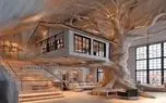 معماری خلاقانه؛ وسط پذیرایی درخت طبیعی آووردن روش خونه درختی ساختن آدم تو کفش میمونه