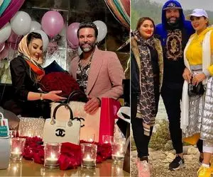 استایل پر زر و زیور زن نیکبخت واسه یه مهمونی؛ خانم با آقاش چه لاوی می ترکونه!