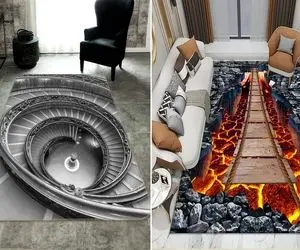 زیباترین فرش سه بعدی / موقع فک کردن زل میزنی به گلای فرش رو این قفل شی هیپنوتیزم میشی