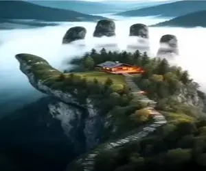 معماری خلاقانه؛ خانمه خونه ساخته دنج دنج تو کوهی که شبیه دست خداست رو زمین