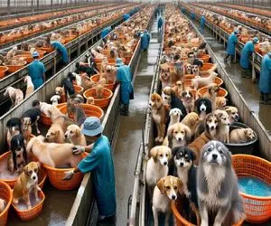 فرآوری سگ؛ سگ های ولگرد نازنازی و جمع آوری کردن با آمپول چاقشون کردن واسه خوراک