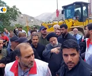 حضور رئیس جمهور در مناطق سیل‌زده فیروزکوه