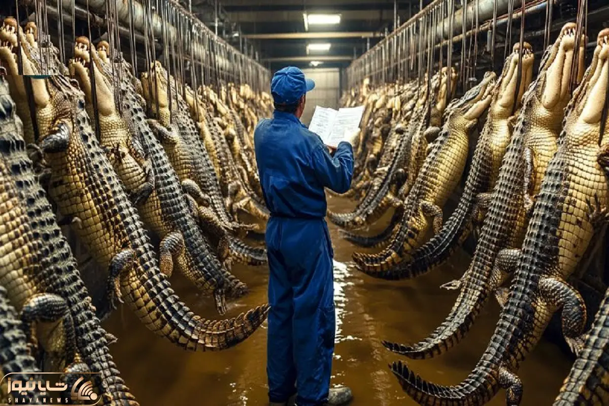 فرآوری تمساح؛ تمساح به 400 کیلو که رسید مثله شد تا از گوشت و پوستش استفاده شه