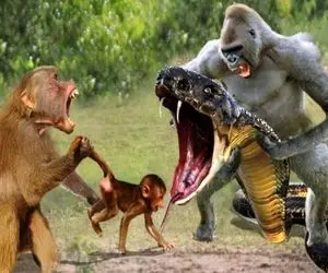 مستند حیات وحش؛ تو نبرد مار با قبیله میمون نیشش رو از حلقوم کشیدن و ملعبه اش کردن