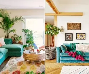 ست کردن مبل فیروزه ای با فرش و پرده / این رنگ مثله ژلوفنه تو هر خونه بحث ریشه کن میشه