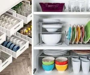 چیدمان و مرتب سازی کابینت آشپزخونه / نظم دهی همه ظروف به شکلی اصولی و زیبا