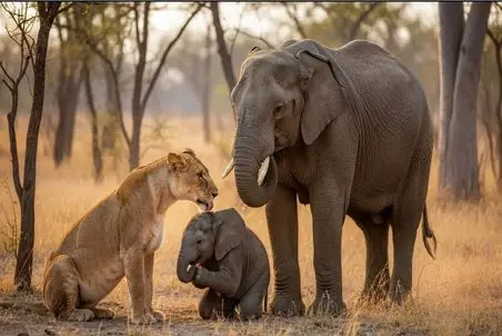 مستند حیات وحش؛ شیر خیال کرد بچه فیل لقمه آسونیه اما افتاد مشکل ها