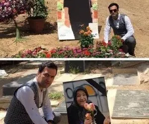 آواز احساسی؛ گریه های حامد آهنگی سر مزار عزیز با مداحی خودش