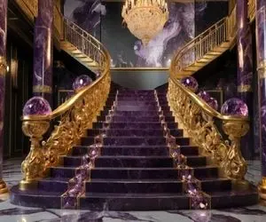 معماری خلاقانه؛ خونه ساخته اعیونی با پله شاهی و دکوراسیون قصروار به رنگ طاووس