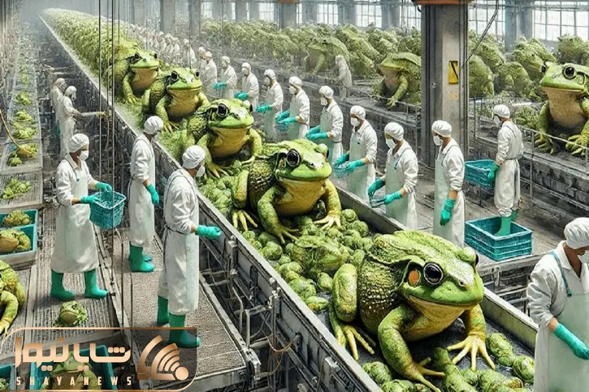 فرآوری قورباغه؛ پوست قورباغه سبز قلبه رو سس میکنه گوشتشو سوخاری برای سزار