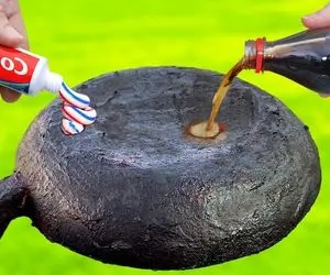 ایده های خلاقانه؛ بیخیال ماهیتابه جزغاله نشو با نوشابه و خمیردندون تمیز میشه تضمینی