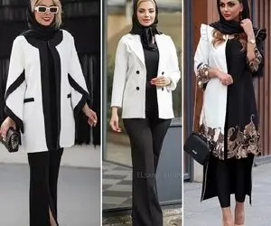 با مانتو شلوار سفید و مشکی یه هارمونی جذاب بساز؛ اگه میخوای باکلاس ست کنی بِپر تو!