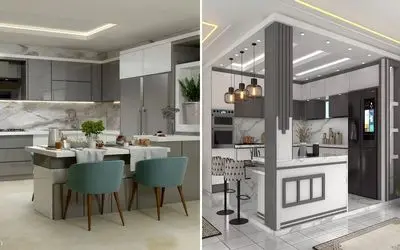 مدل کابینت طوسی به روز برای آشپزخانه های مدرن؛ انتخابی سرتاسر شکوه و زرق و برق