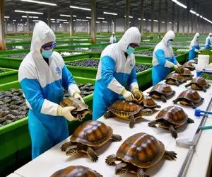 فرآوری لاکپشت؛ تو ماسه تخم لاکپشت میکارن هرکول که شد لاکشو میشکنن گوشتش سرخ میکنن