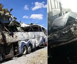 (ویدیو) تصادف وحشتناک اتوبوس با 40 خودرو در کرج + جزئیات حادثه 