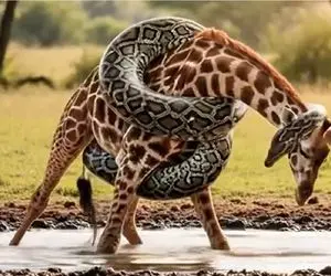 مستند حیات وحش؛ پیتون غول پیچید به پروپای زرافه دراز ناز آمادش کنه برای بلع