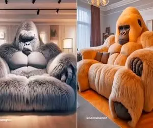 ترکیب فانتزی و واقعیت؛ کاناپه های قالب گوریل میزبانی با آغوش گرم وقتی مرز خیال میشکنه