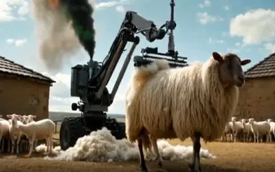 دامداری نوین؛ با جاروبرقی مکنده و خورنده پشم گوسفند رو درجا جدا کردن پوست و استخون شد