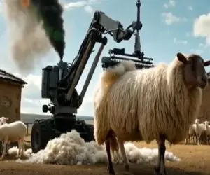 دامداری نوین؛ با جاروبرقی مکنده و خورنده پشم گوسفند رو درجا جدا کردن پوست و استخون شد