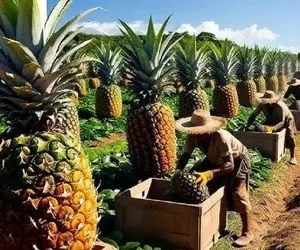 کشاورزی نوین؛ تو مزارع 1000 هکتاری آمریکا 1000 تن آناناس کاشتن هر کدوم اندازه هندوانه