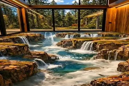 معماری خلاقانه؛ کف زمین رو کندن آبشار نیاگارا زیرش ساختن روش مبل چیدن بشینن