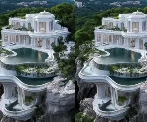 معماری خلاقانه؛ وسط جنگل عمارت رویایی اعیونی ساخته استخرش طبقه ای از آب چشمه پر میشه