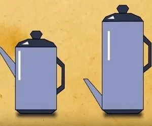 بازی فکری؛ هوش پرومکست رو بکار بنداز و بگو کدوم کتری آب جوش بیشتری جا میگیره