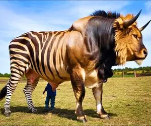 کارخانه حیوانات؛ ژن خر راه راه و شیر و ترکیب و به گاو تزریق کرد حیوون جدید شد