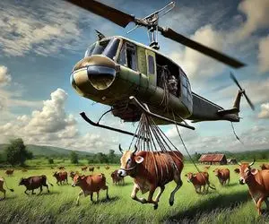 فرآوری گاو؛ برای اداره گاو غول از هواپیمای بدون سرنشین استفاده میشه تا راحت سلاخی شن