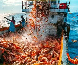 فرآوری میگو؛ با ابزار مدرن میگو صید میکنن میندازن تو روغن داغ دلت ریش میشه