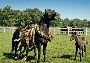 حیات وحش مصنوعی؛ اسب برای نجات مادرش از انبوه مارهای پیچیده دور شکمش کمک اورد