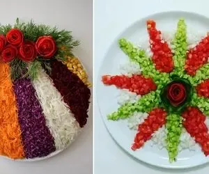 (ویدئو) تزئین سالاد برای شب یلدا؛ با خیار، گوجه و هویج یه حال اساسی به سفرَت بده