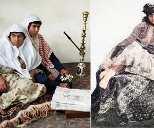 تصاویر| سفر به عصر قاجار؛ از «دستۀ دختران قلیان کش» تا «عشوه گری دختر جوان»