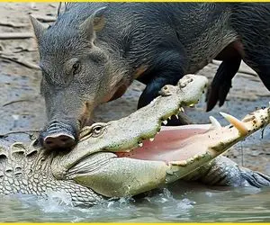 از جذابیت‌های حیات وحش؛ مزه خون به دهن گراز خون آشام خوش اومد گردن تمساح و میمکه