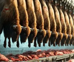 پرواربندی؛ بعد اینکه حسابی گاو رو شستن با ساطور پوستشو جدا میکنن گوشتشو رنده