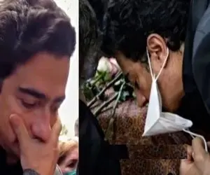 آواز هنرمندانه؛ همایون شجریان سرمزار نیمه جانش با بوسه بر خاک اشک ریزان میخونه