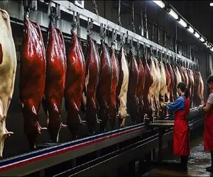 فرآوری گاو؛ پوست گاو سرخ هندویی رو قلفتی میکنه گوشتشو ریش میکنه واسه محتوای نو