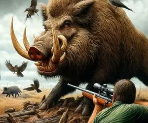 صحنه دهشتناک؛ گرازها به مزرعه حمله و گوسفند دزدیدن صاحبش با تبر سرشونو جدا کرد