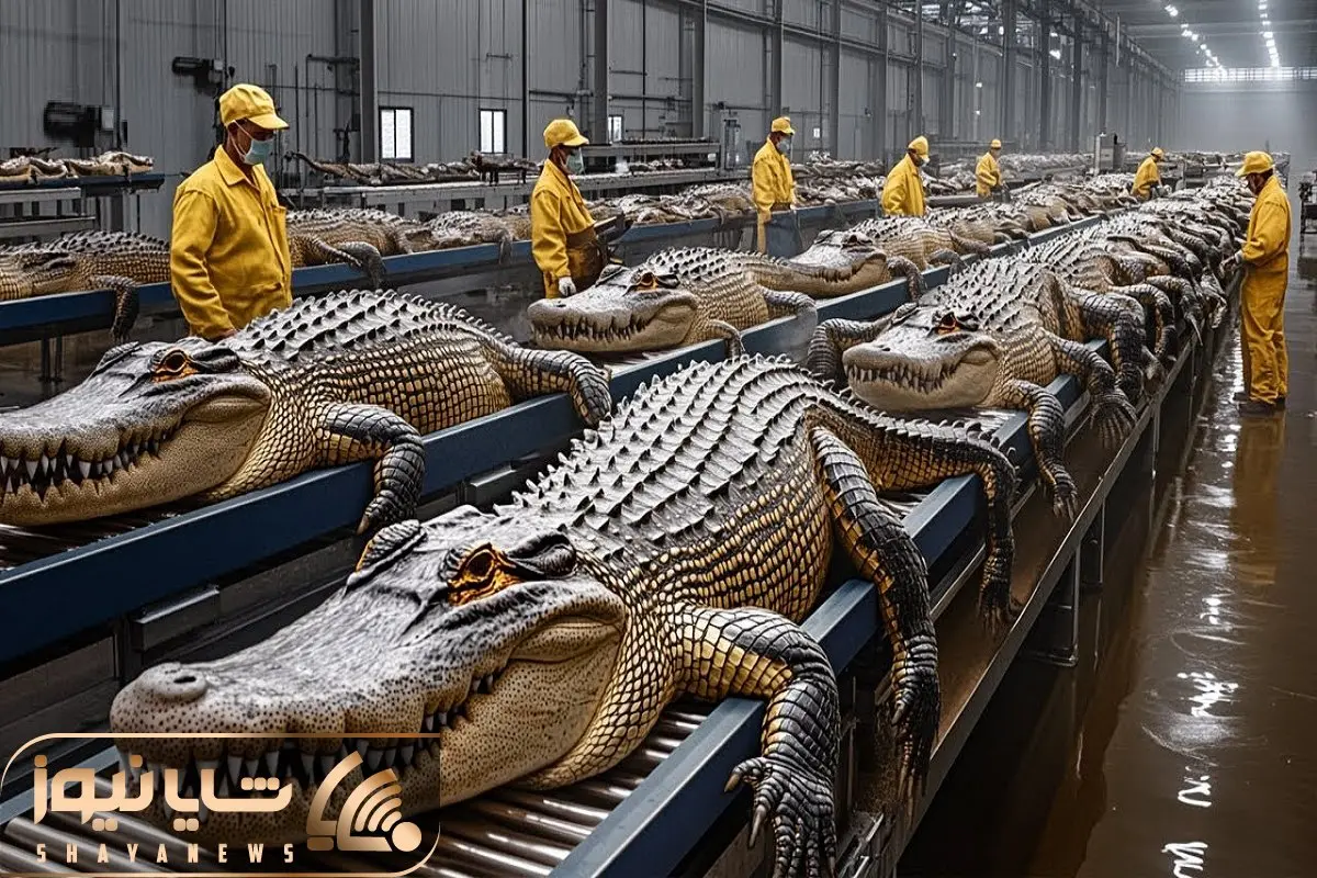 فرآوری تمساح؛ عملیات کارخانه فرآوری و صنعت پرسود کروکودیل با تکنولوژی 