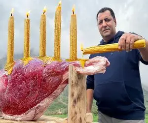 غذای باحال؛ گاو کوهان دار و مزه دار کرده چیلی شه شمع چید روش 48 ساعت طول کشید بپزه