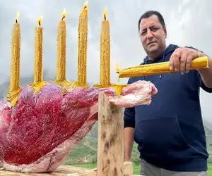 غذای باحال؛ گاو کوهان دار و مزه دار کرده چیلی شه شمع چید روش 48 ساعت طول کشید بپزه