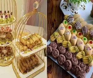 تزیین شیرینی عید در انواع ظروف شیرینی خوری / ایده های لاکچری برای کدبانوهای خوش سلیقه